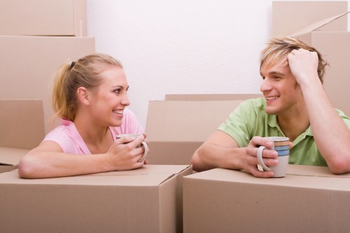 Packed household items ready for relocation in North London